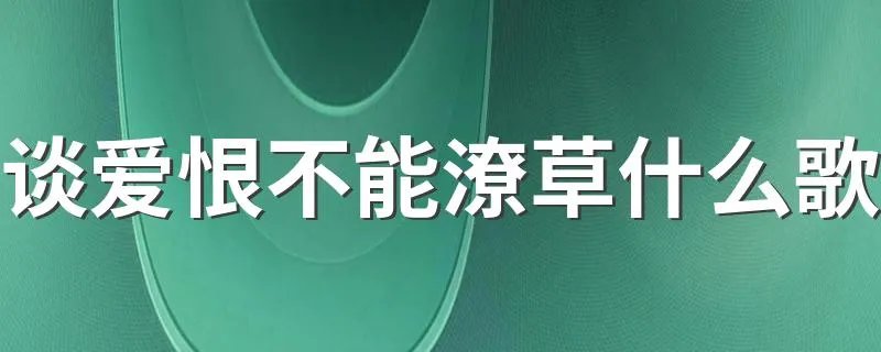 谈爱恨不能潦草什么歌 谈爱恨不能潦草是哪首歌的歌词