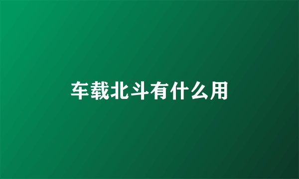 车载北斗有什么用