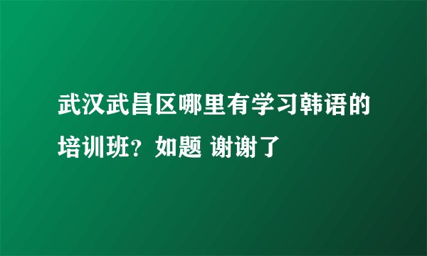 武汉武昌区哪里有学习韩语的培训班？如题 谢谢了