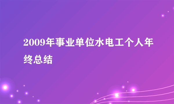 2009年事业单位水电工个人年终总结