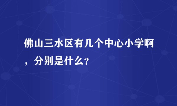 佛山三水区有几个中心小学啊，分别是什么？