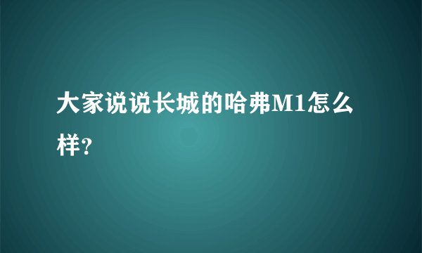 大家说说长城的哈弗M1怎么样？