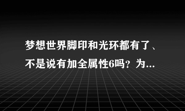 梦想世界脚印和光环都有了、不是说有加全属性6吗？为什么我全弄了却没加属性