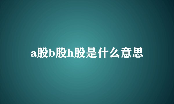a股b股h股是什么意思