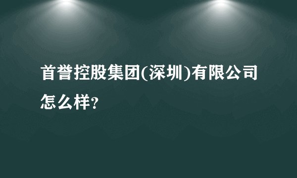 首誉控股集团(深圳)有限公司怎么样？