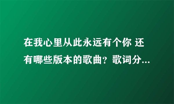 在我心里从此永远有个你 还有哪些版本的歌曲？歌词分别是什么？
