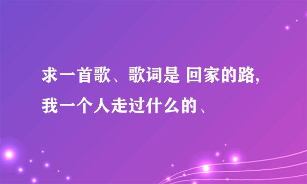求一首歌、歌词是 回家的路,我一个人走过什么的、