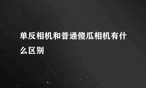 单反相机和普通傻瓜相机有什么区别