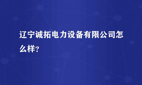 辽宁诚拓电力设备有限公司怎么样？