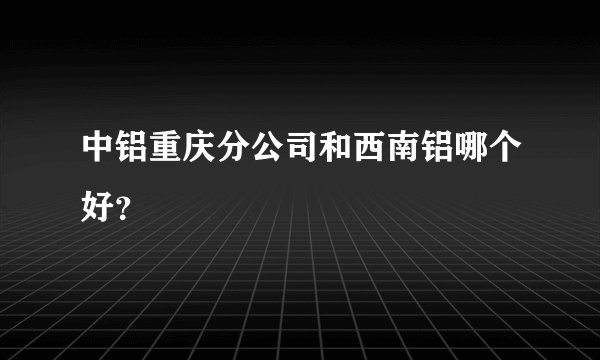 中铝重庆分公司和西南铝哪个好？