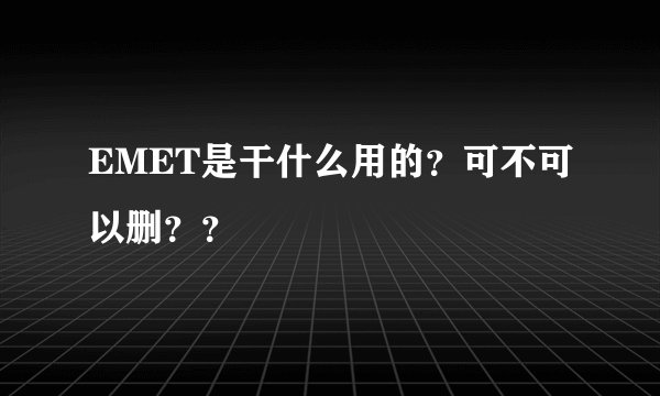 EMET是干什么用的？可不可以删？？