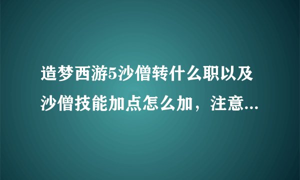 造梦西游5沙僧转什么职以及沙僧技能加点怎么加，注意是造梦5，不是造4更不是造3哟？