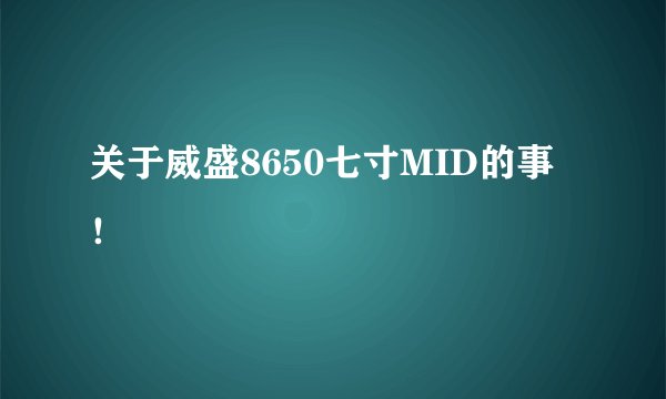 关于威盛8650七寸MID的事！