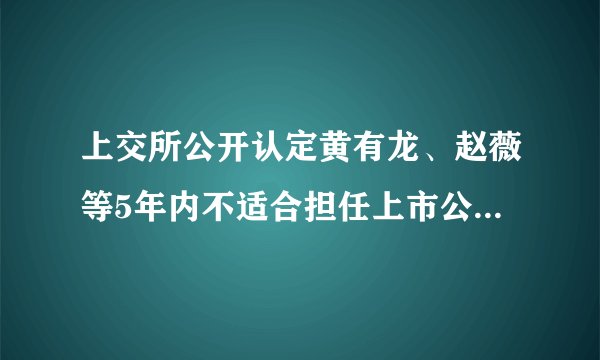 上交所公开认定黄有龙、赵薇等5年内不适合担任上市公司董监高，股民能要求赔偿么？