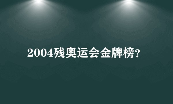 2004残奥运会金牌榜？