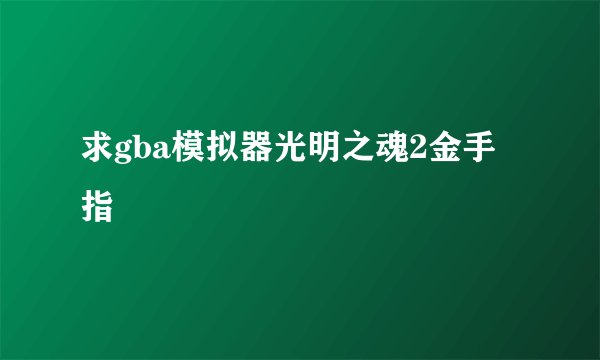 求gba模拟器光明之魂2金手指