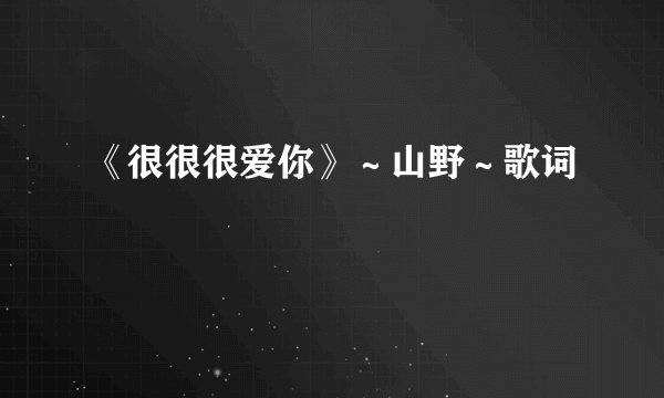 《很很很爱你》～山野～歌词