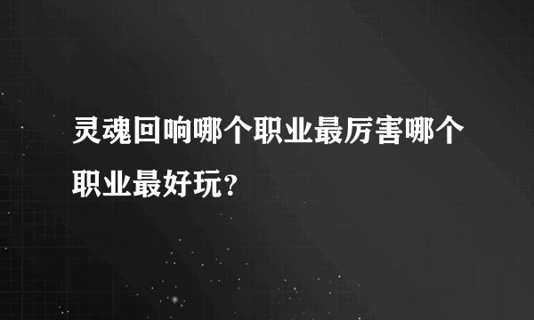 灵魂回响哪个职业最厉害哪个职业最好玩？