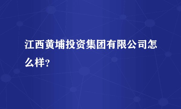 江西黄埔投资集团有限公司怎么样？
