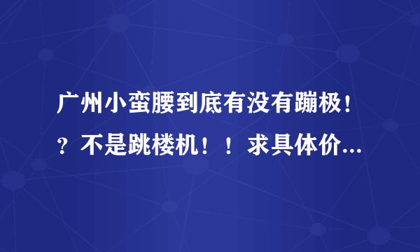 广州小蛮腰到底有没有蹦极！？不是跳楼机！！求具体价格、具体要求。谢谢！