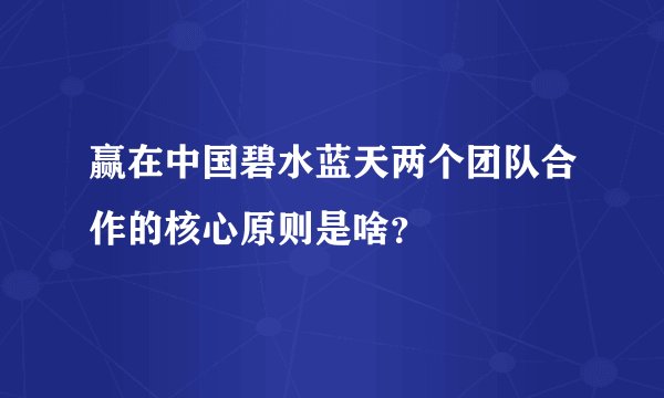 赢在中国碧水蓝天两个团队合作的核心原则是啥？