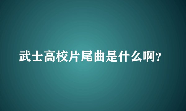 武士高校片尾曲是什么啊？