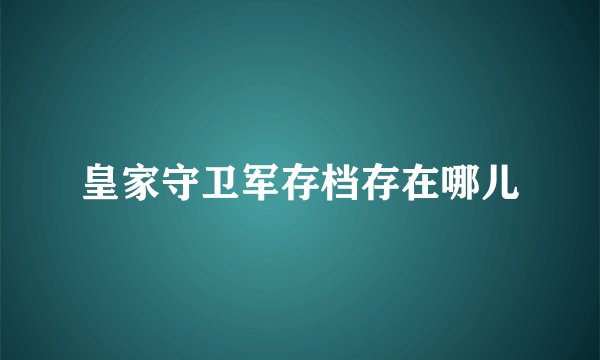 皇家守卫军存档存在哪儿