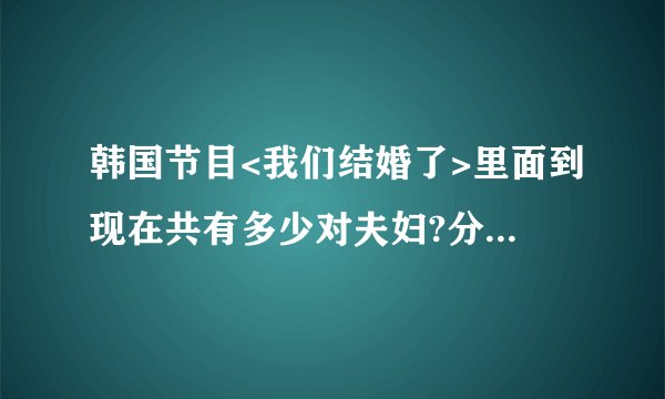 韩国节目<我们结婚了>里面到现在共有多少对夫妇?分别叫什么?