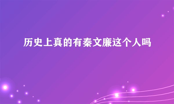 历史上真的有秦文廉这个人吗