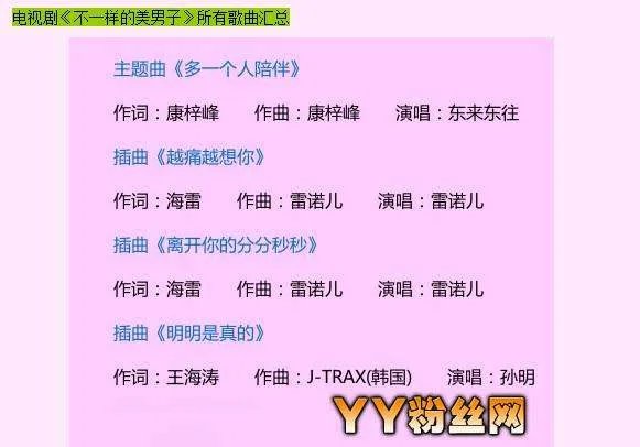 不一样的美男子里片头曲片尾曲和插曲都叫什么