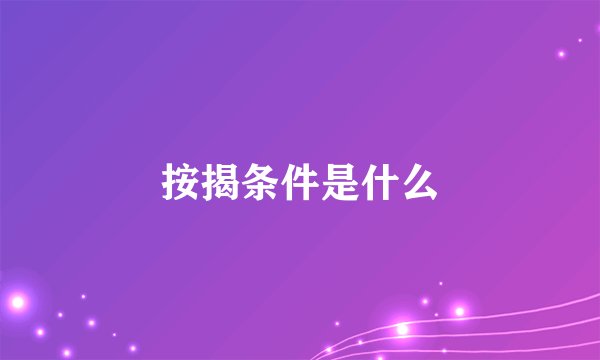 按揭条件是什么