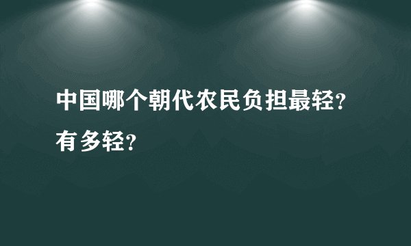 中国哪个朝代农民负担最轻？有多轻？
