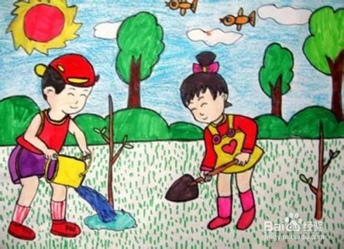 植树节的儿童画怎么画？