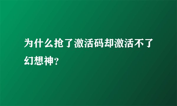 为什么抢了激活码却激活不了幻想神？