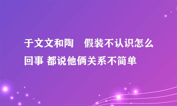 于文文和陶喆假装不认识怎么回事 都说他俩关系不简单