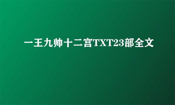 一王九帅十二宫TXT23部全文