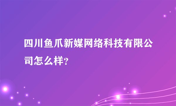 四川鱼爪新媒网络科技有限公司怎么样？