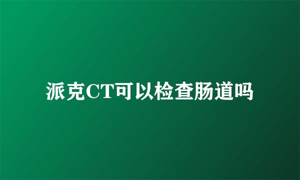 派克CT可以检查肠道吗