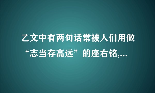 乙文中有两句话常被人们用做“志当存高远”的座右铭,这两句话是:___________________________________________________________________________