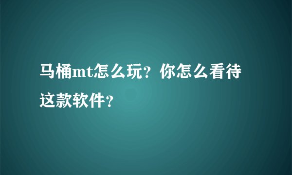 马桶mt怎么玩？你怎么看待这款软件？
