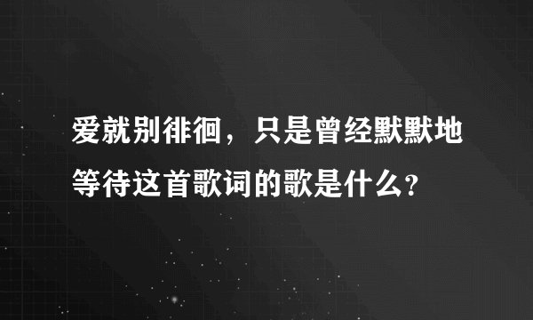 爱就别徘徊，只是曾经默默地等待这首歌词的歌是什么？
