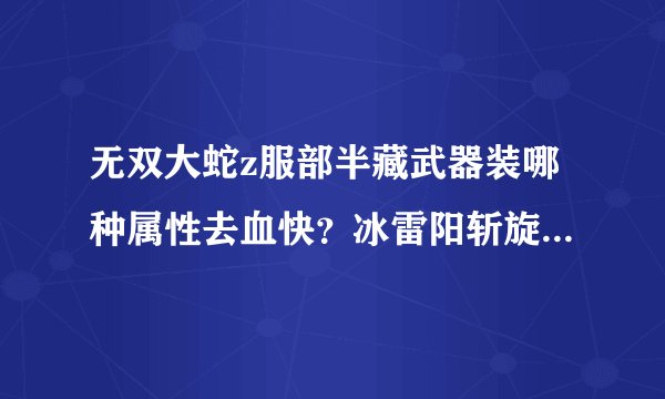 无双大蛇z服部半藏武器装哪种属性去血快？冰雷阳斩旋分活极 冰雷阳斩勇分旋极 哪个比较好