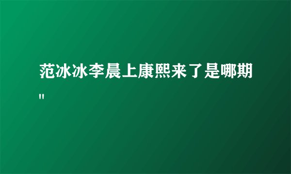 范冰冰李晨上康熙来了是哪期