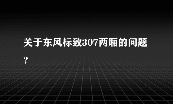 关于东风标致307两厢的问题？