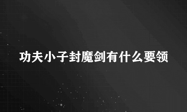 功夫小子封魔剑有什么要领