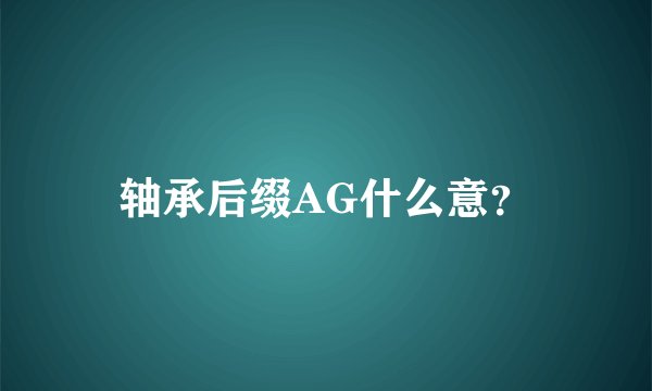 轴承后缀AG什么意？