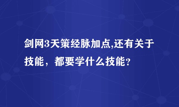 剑网3天策经脉加点,还有关于技能，都要学什么技能？