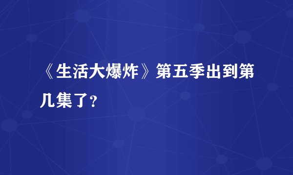 《生活大爆炸》第五季出到第几集了？