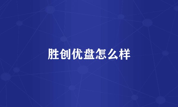 胜创优盘怎么样