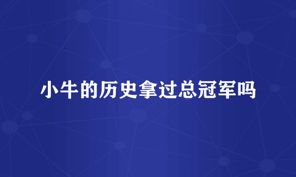 小牛的历史拿过总冠军吗